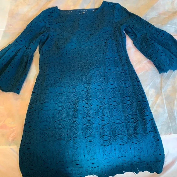 knee length dresses for ladies Crochet Lace Dress (Teal) – POSH STYLE